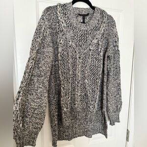 BCBGMaxAzria ‘Taille’ Grey Colored Cable Knit Sweater- Size Large